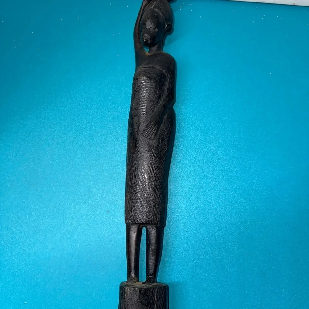 4pcs Wood African Vintage With Hand Carved Tribal Statue - Picture 10 of 14